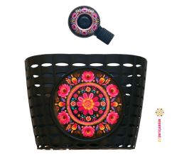 VÝHODNÁ SADA / černý košík a zvonek (kytky)