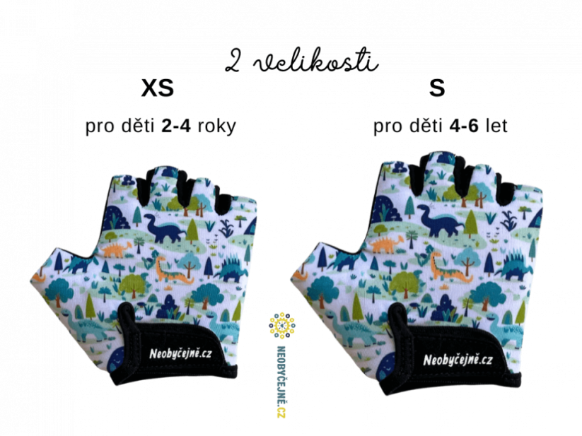 Dětské cyklo RUKAVICE / vel. S  (4 - 6 let) / dinosauři