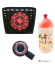 DÁRKOVÁ SADA / košík a zvonek (květiny na černé) / lahev Cyklovýlet (růžové víčko)